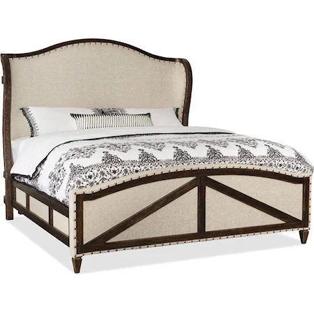 Queen Deconstructed Upholstered Panel Bed